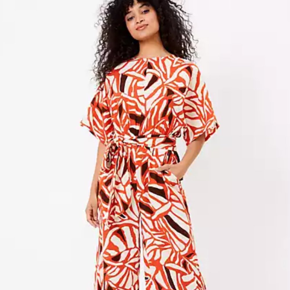 NEW LOFT Beach Tie Back Dolman Jumpsuit